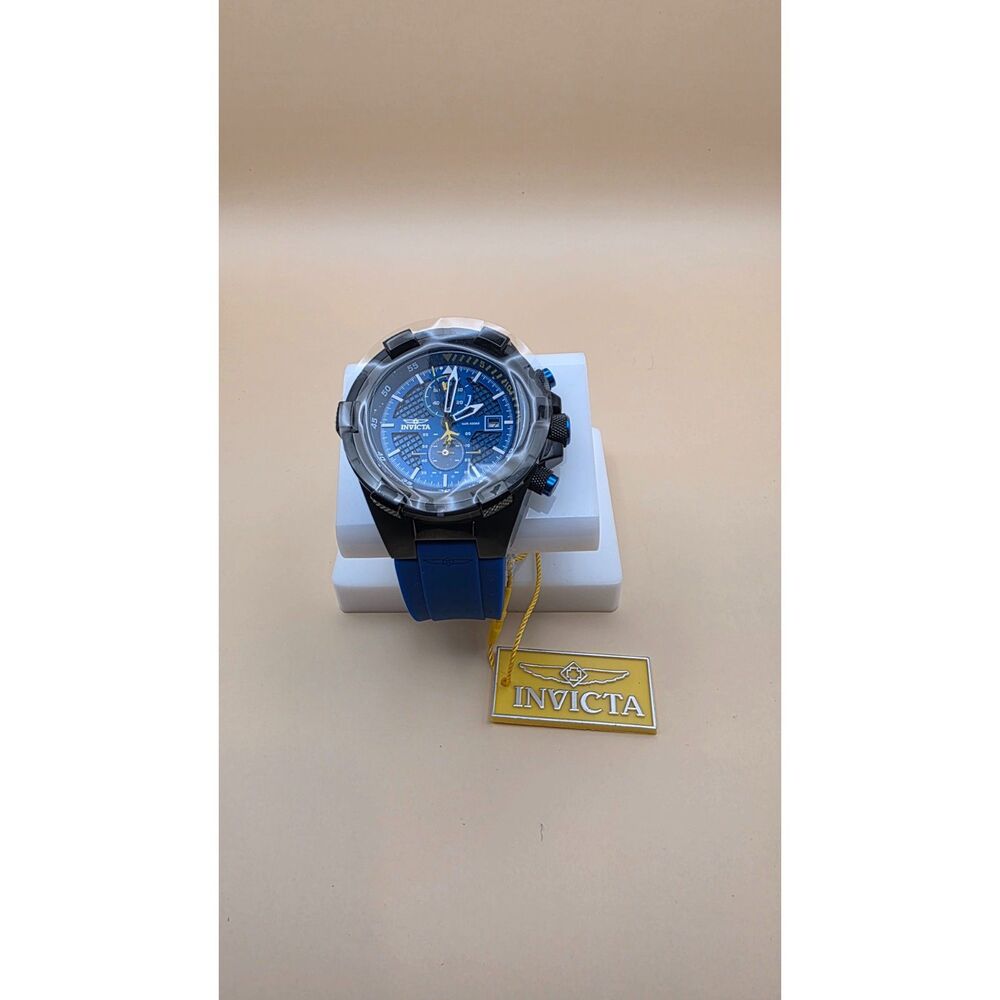 Invicta Aviator Jetframe 44mm Men's Chronograph Watch Blue Dial Black Case